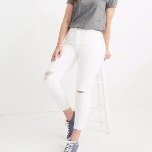 MADEWELL 9' High Rise White Jeans Distressed Knees US 28